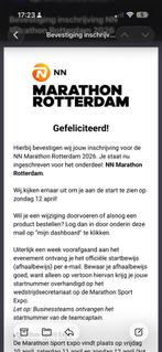 Startbewijs NN (hele) Marathon Rotterdam + Shirt (M), Eén persoon, April
