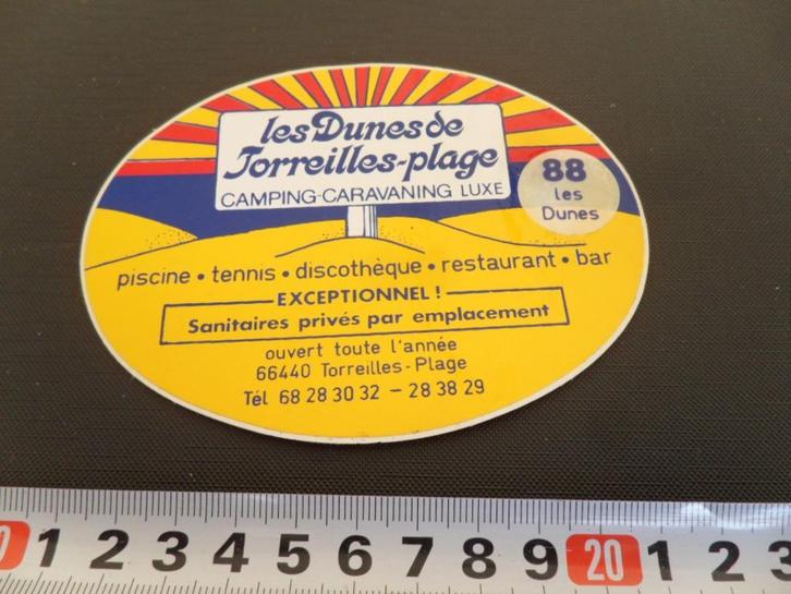sticker Camping Caravaning Les Dunes de Torrei;;es Plage, Verzamelen, Stickers, Zo goed als nieuw, Ophalen