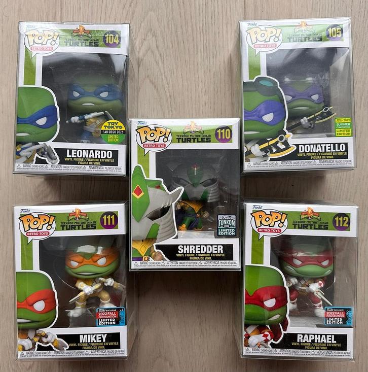 Funko pop! TMNT x Power rangers compleet, Verzamelen, Poppetjes en Figuurtjes, Zo goed als nieuw, Ophalen of Verzenden