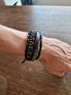 Handgemaakte Armband - Leer, Zwart, Bruin, Groen, Ophalen of Verzenden, Overige kleuren, Leer