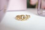 18 Karaat Gouden Schakel Ring Met Diamanten, Ophalen of Verzenden, Zo goed als nieuw, 17 tot 18, Met edelsteen