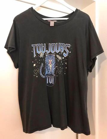 H&M grijs t-shirt top korte mouw toujours toi mt XL zgan beschikbaar voor biedingen