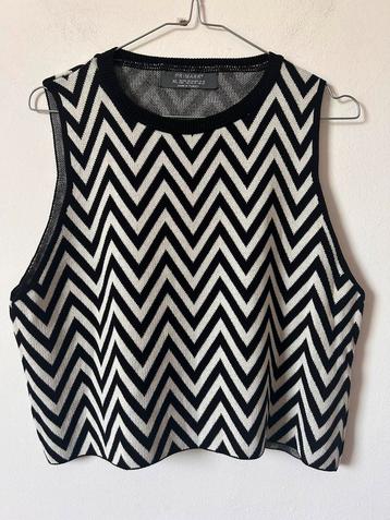 Nieuw! Korte top cropped zwart/wit mouwloos - 46/48 beschikbaar voor biedingen