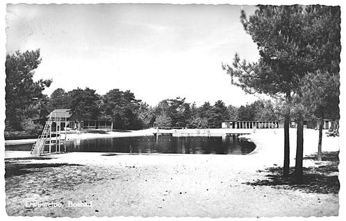 938306	Dwingeloo	Drenthe	1959 Zwembad	Bosbad	Gelopen met pos, Verzamelen, Ansichtkaarten | Nederland, Gelopen, Drenthe, 1940 tot 1960