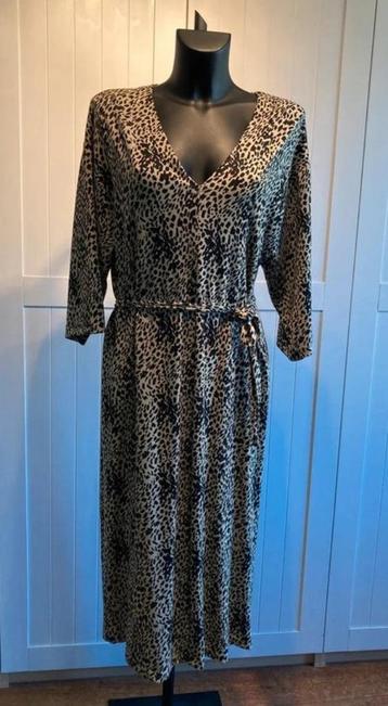 ZARA #dierenprint #travelstof jurk v-hals L XL crème zwart beschikbaar voor biedingen