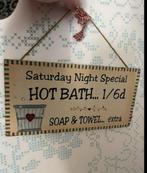 Vintage houten badkamer bordje, Ophalen of Verzenden