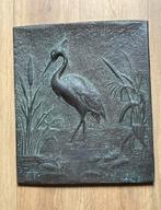 Wandbord metaal, kraanvogel, zonder lijst, Ophalen of Verzenden