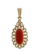 14 karaats gouden vintage ketting hanger carneool edelsteen