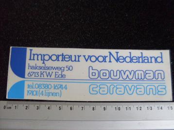ruit sticker Bouwman caravans logo importeur nederland ede beschikbaar voor biedingen