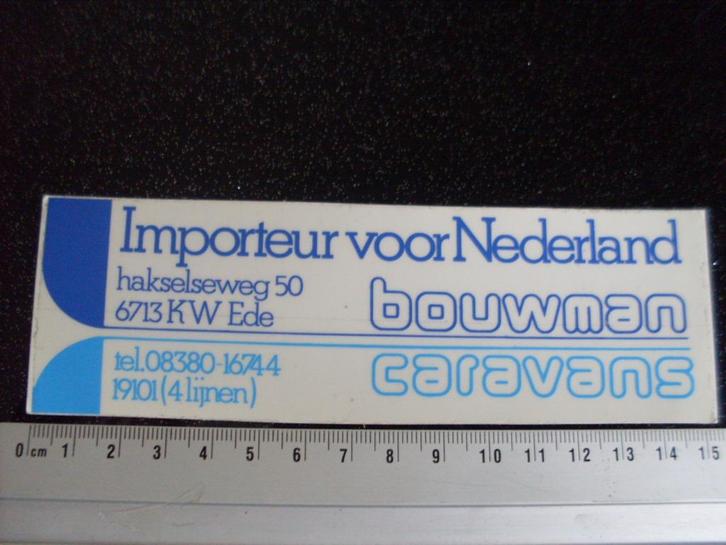 ruit sticker Bouwman caravans logo importeur nederland ede, Verzamelen, Stickers, Zo goed als nieuw, Bedrijf of Vereniging, Verzenden