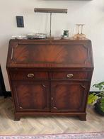 Antiek secretaire bureau - massief hout met lederen blad, Ophalen, Zo goed als nieuw, Bureau