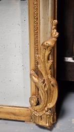 Prachtige antieke /wit/geel bladgouden schouwspiegel.., Ophalen of Verzenden, Rechthoekig, 50 tot 100 cm, Minder dan 100 cm