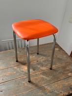 ORIGINELE VINTAGE KRUK KRUKJE CHROOM ORANJE ZIT ZGSTAAT!, Huis en Inrichting, Krukjes, Ophalen of Verzenden, Gebruikt, IJzer