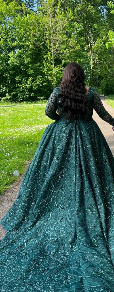 Groene hennajurk!, Kleding | Dames, Trouwkleding en Trouwaccessoires, Zo goed als nieuw, Trouwjurk, Groen, Ophalen of Verzenden