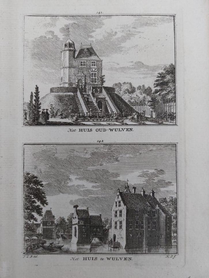 141-142 / Huis Oud Wulven in Houten, Antiek en Kunst, Kunst | Etsen en Gravures, Ophalen of Verzenden