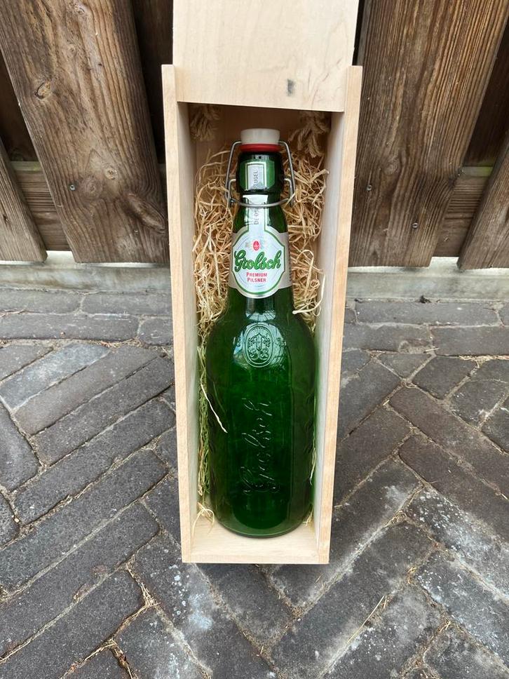 Grolsch Beugelfles in Houten Kist, Verzamelen, Dierenverzamelingen, Zo goed als nieuw, Overige typen, Overige soorten, Ophalen of Verzenden