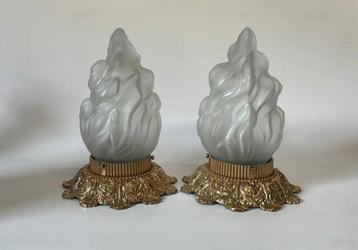 Vintage Art Deco plafonnière vlam kap goudkleurige houder beschikbaar voor biedingen
