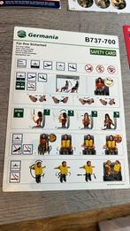 Germania B737 Safety Card, Ophalen of Verzenden, Zo goed als nieuw, Kaart, Foto of Prent