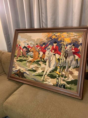 Groot schilderij lijst borduur werk antiek 125 cm beschikbaar voor biedingen