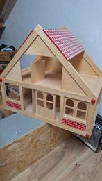 Houten Poppenhuis met Meubels en Poppen, Kinderen en Baby's, Speelgoed | Poppenhuizen, Ophalen of Verzenden, Gebruikt, Poppenhuis