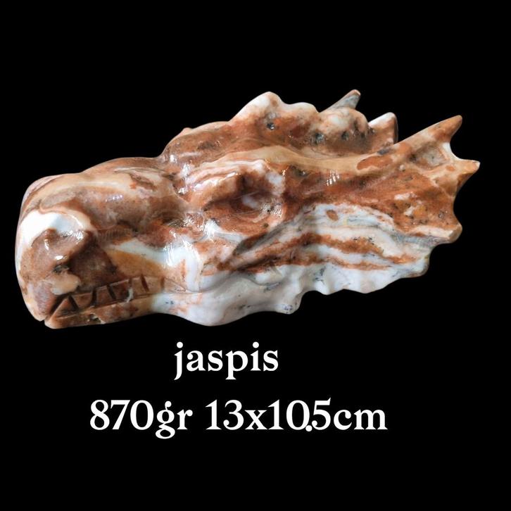 Jaspis Draak 13cm 870gr edelstenen mineralen, Antiek en Kunst, Kunst | Beelden en Houtsnijwerken, Ophalen of Verzenden