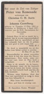 Peter van Kemenade 1864 Tongelre + 1927 Eindhoven, 63 jaar, Verzenden, Bidprentje