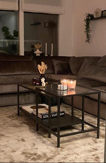 Salontafel – set van 2, zwartbruin met glas (90x50 cm) beschikbaar voor biedingen