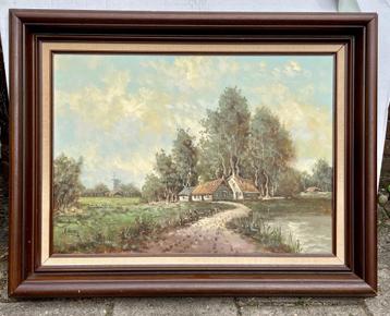 Landschapsschilderij gesigneerd met "F. de Jong beschikbaar voor biedingen