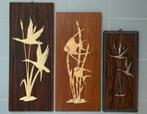 Wandbord teak vissen vintage vogels, Ophalen of Verzenden, Huis en Inrichting