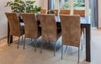 8 nubuck lederen eetkamerstoelen, Huis en Inrichting, Ophalen, Gebruikt, Overige kleuren, Leer
