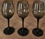 3 handgeblazen smokey gekleurde wijnglazen Inhoud 350ml, Verzamelen, Glas en Borrelglaasjes, Ophalen of Verzenden, Zo goed als nieuw