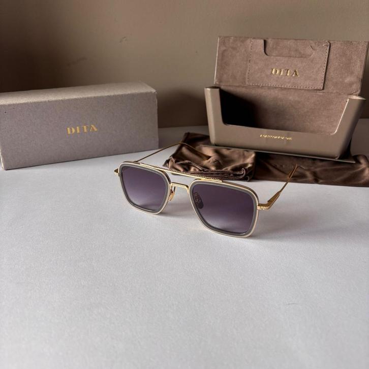 Dita Flight 006 - Goud met grijze glazen + Toebehoren, Sieraden, Tassen en Uiterlijk, Zonnebrillen en Brillen | Heren, Nieuw, Overige merken
