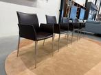 4 als nieuw Zanotta Zia eetkamerstoel leer design stoel, Huis en Inrichting, Stoelen, Bruin, Leer, Ophalen of Verzenden, Zo goed als nieuw