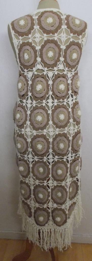 Boho knitwear gehaakt lang vest van Gypsetstyle! M, Kleding | Dames, Truien en Vesten, Zo goed als nieuw, Maat 38/40 (M), Beige