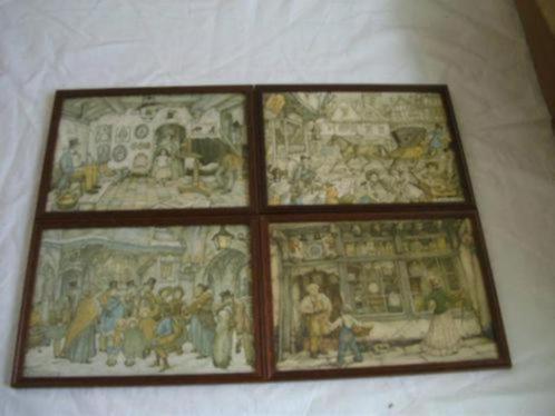 Anton Pieck prenten in lijst, 4 stuks en1 zonder lijst, Verzamelen, Foto's en Prenten, Ophalen of Verzenden