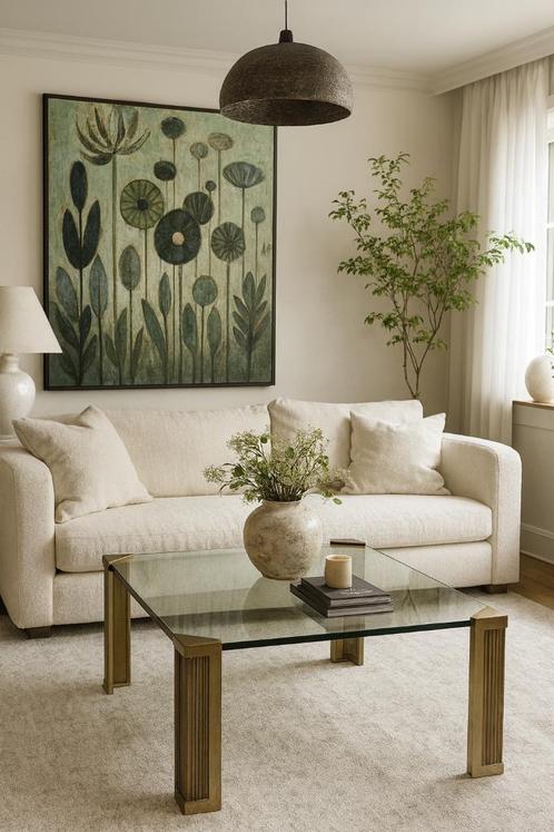 Peter Ghyczy salontafel glas & brons groot model, Huis en Inrichting, Tafels | Salontafels, Gebruikt, Minder dan 50 cm, 100 tot 150 cm