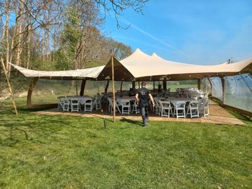 Te huur: Stretchtent 7,5x10 meter, chino, incl. Opbouw beschikbaar voor biedingen