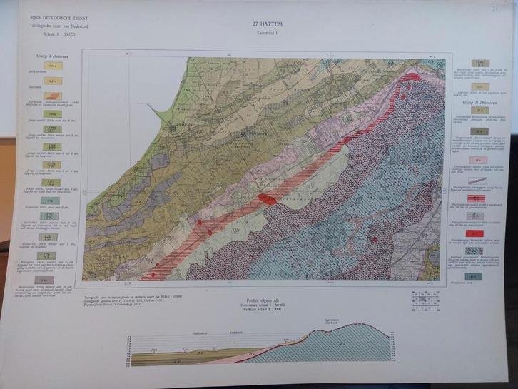 71 / Geologische kaart 1932 Hattem kwartblad I met Elburg, Boeken, Atlassen en Landkaarten, Zo goed als nieuw, Landkaart, Nederland