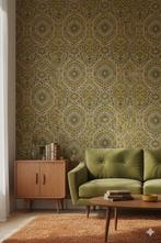 14296 retro barok behang bruin geel oker goud swiet, Huis en Inrichting, Stoffering | Behang, Ophalen of Verzenden, 75 m² of meer