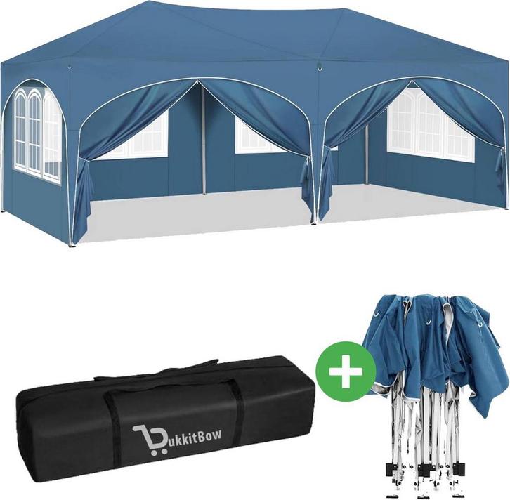 Easy up partytent blauw 6x3 met wanden, Tuin en Terras, Partytenten, Nieuw, Minder dan 5 meter, Ophalen of Verzenden
