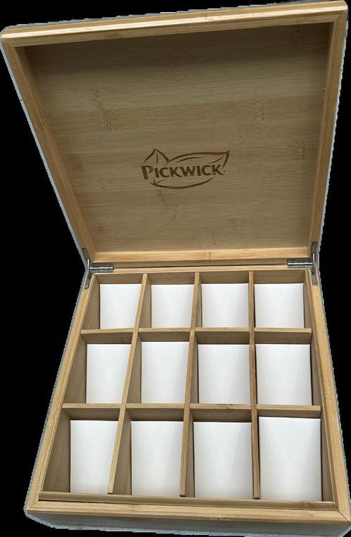 Pickwick professional theekist bamboe 12 vaks gevuld, Huis en Inrichting, Keuken | Keukenbenodigdheden, Gebruikt, Ophalen of Verzenden