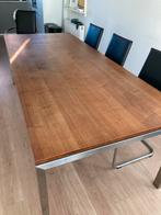 Eettafel modern geolied hout noten, Ophalen, Gebruikt, 200 cm of meer, 50 tot 100 cm