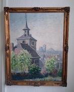 Klassiek schilderij met kerk en stad, Ophalen of Verzenden