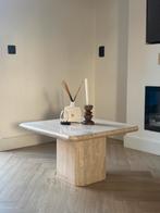 Travertin bijzettafel/salontafel, Overige materialen, 50 tot 100 cm, Travertin japandi vintage marmeren natuursteen, Ophalen of Verzenden