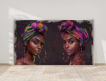 Uniek XXL Glasschilderij | African Twins - 5 sizes beschikbaar voor biedingen