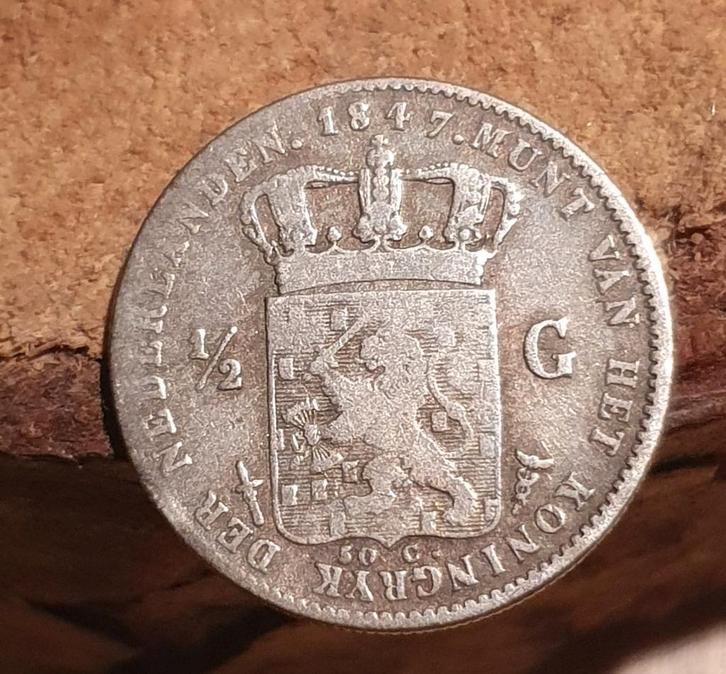 Halve guldens Willem 1 en 2 1847 1860 1868, Postzegels en Munten, Munten | Nederland, Losse munt, ½ gulden, Koning Willem II, Zilver