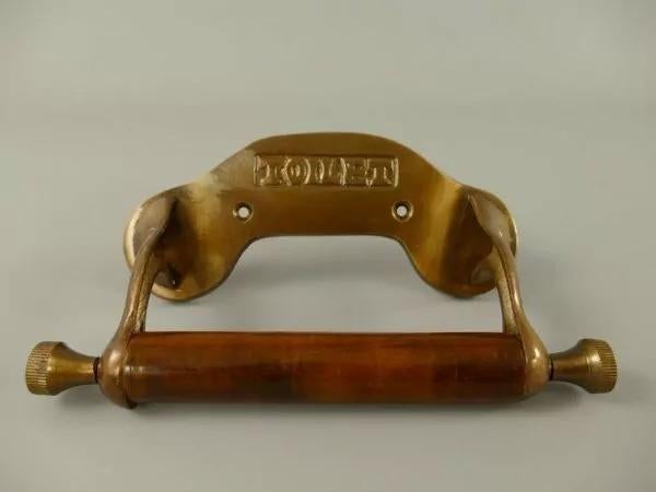 Elegante toiletrolhouder messing met houten accent, Huis en Inrichting, Badkamer | Badtextiel en Accessoires, Nieuw, Overige typen
