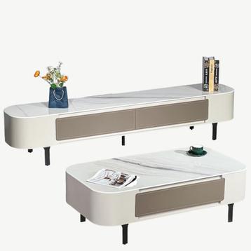 TV meubel + salontafel in marmer (showroommodel -60%) beschikbaar voor biedingen