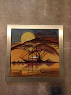 Zonsopgang Acryl Schilderij maat - 40x40 cm hardboard, Antiek en Kunst, Ophalen of Verzenden