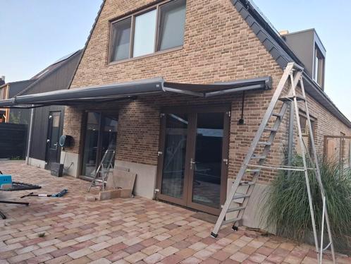 Zonnescherm - Knikarmscherm 4 of 5 meter breed, 3mtr uitval, Tuin en Terras, Zonneschermen, Nieuw, Knikarmscherm, 150 tot 300 cm